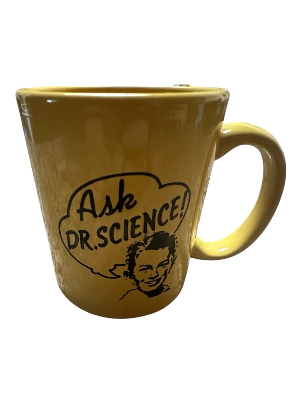 Vintage Ask Dr. Science Yellow Ceramic Mug